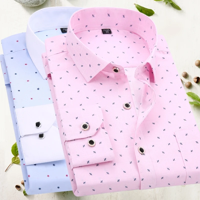 

Мужская тонкая рубашка с длинным рукавом, с цветочным принтом