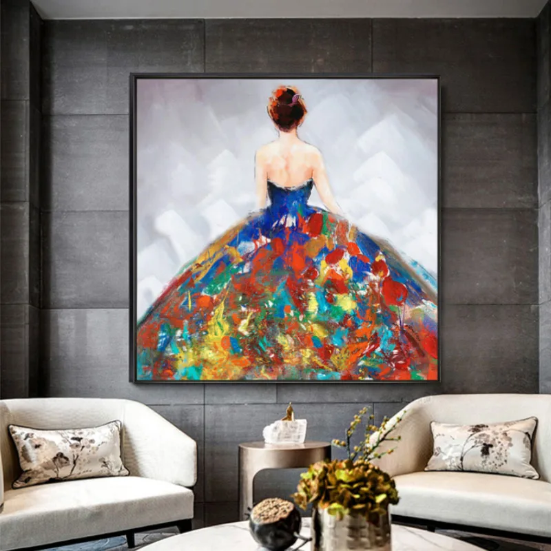 

Handmade Oil Paintings Art Posters Colorful Dancer Wall Art Canvas Painting Pictures For Living Room Nordic Artwork Desk Decor