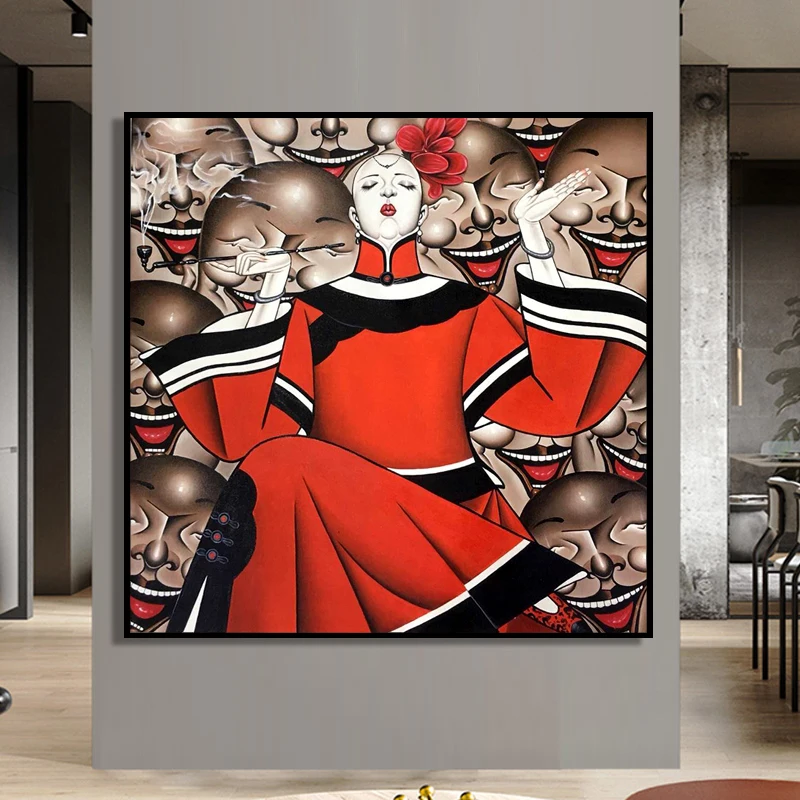100% ручная роспись современная мода женская живопись на холсте настенное