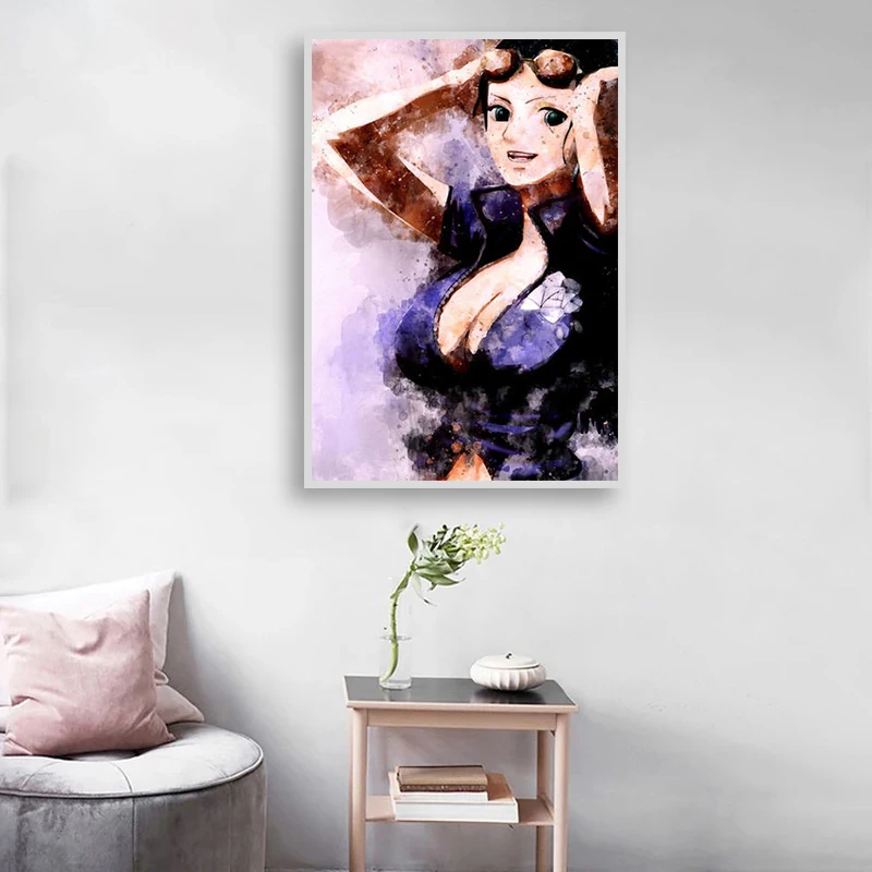 Аниме цельный Холст Картина Луффи и его партнеры акварельный плакат настенные