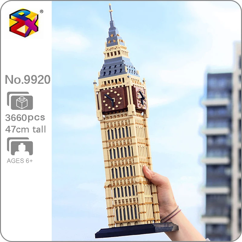

PZX 9920 World Architecture Elizabeth Tower Big Ben 3D Model DIY Mini Diamond Blocks Bricks Building Toy for Children no Box