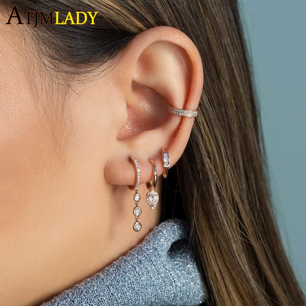 Женские длинные висячие серьги с фианитами 3 шт. модные свадебные украшения из 100%