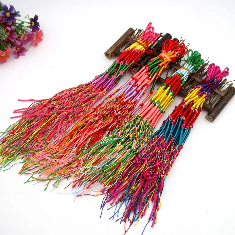 Разноцветные плетеные браслеты для женщин и девочек 10 шт./компл. подарочные