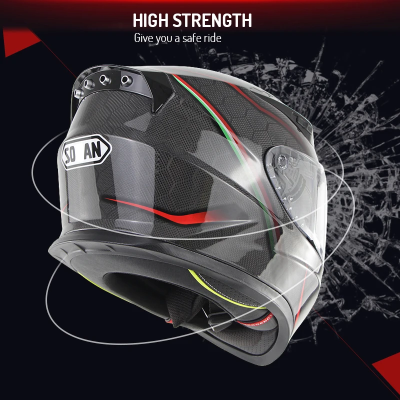Новинка 2020 г. высококачественный мотоциклетный шлем из углеродного волокна со