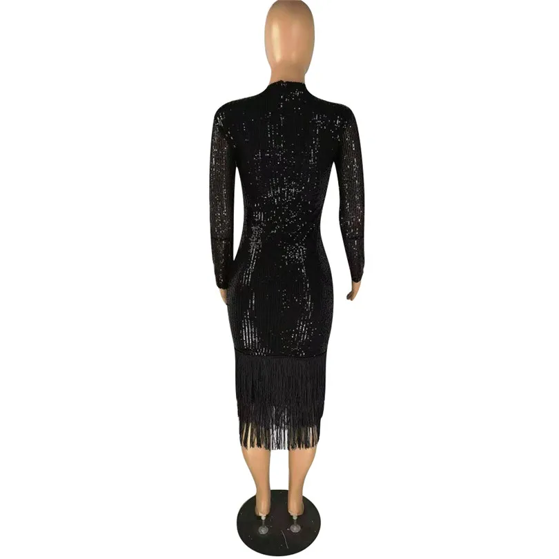 Женское облегающее платье с длинным рукавом и блестками вечерние праздничные