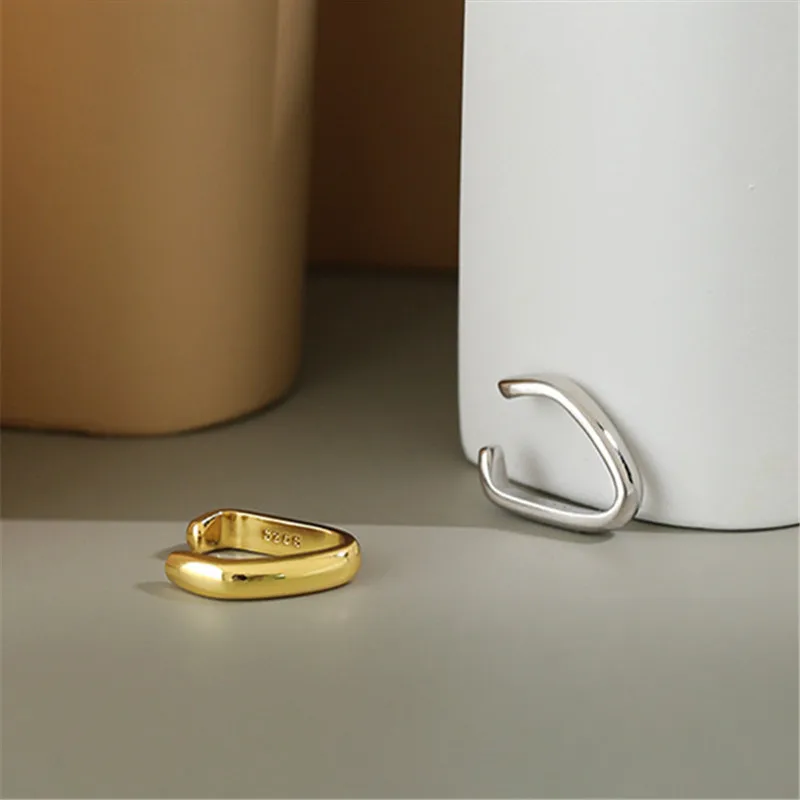 OBEAR 925 пробы серебряные Простые геометрические золотые серьги-клипсы для женщин