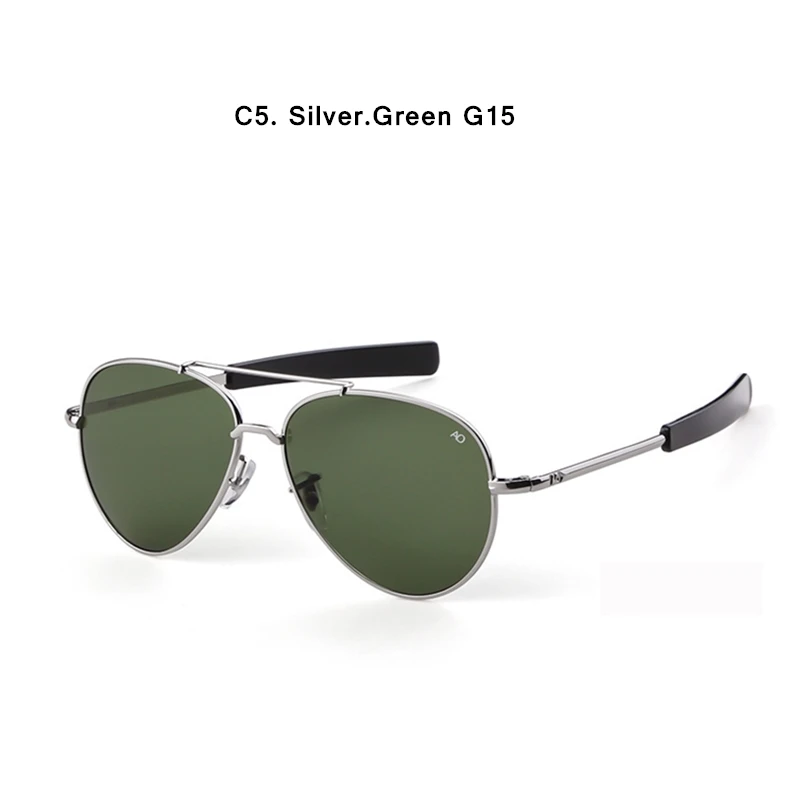 C5 Silver.GreenG15 HBK Pilot 90s AO General Pilot американская оптическая 12K Золотая оправа Oculos De Sol армейский Военный Макартур с коробкой K40024 - Цвет линз: C5 Silver.GreenG15