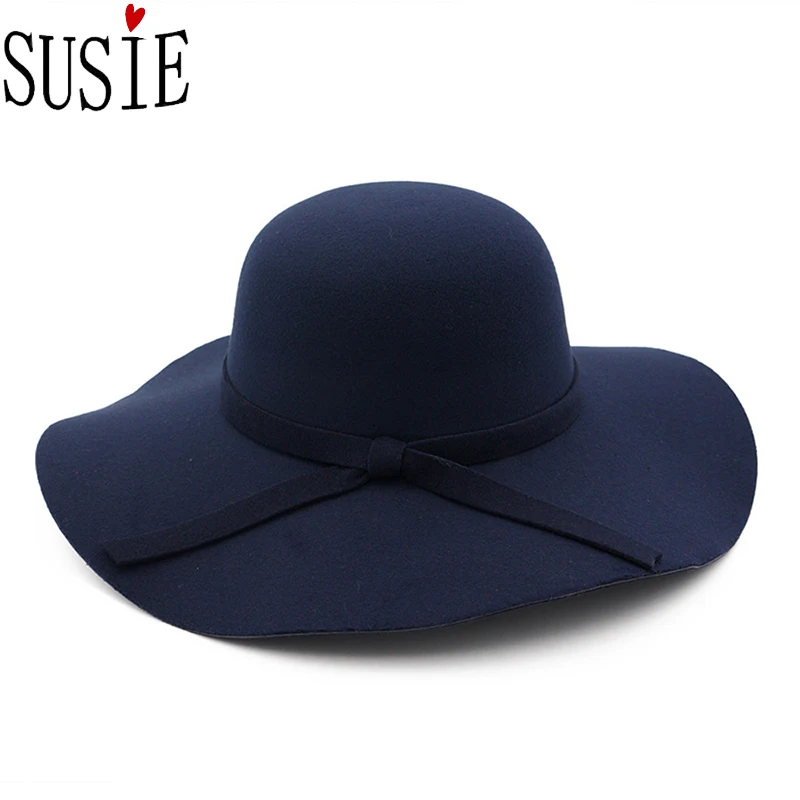 Фетровая шляпа для женщин винтажный стиль мягкая с широкими полями одноцветная