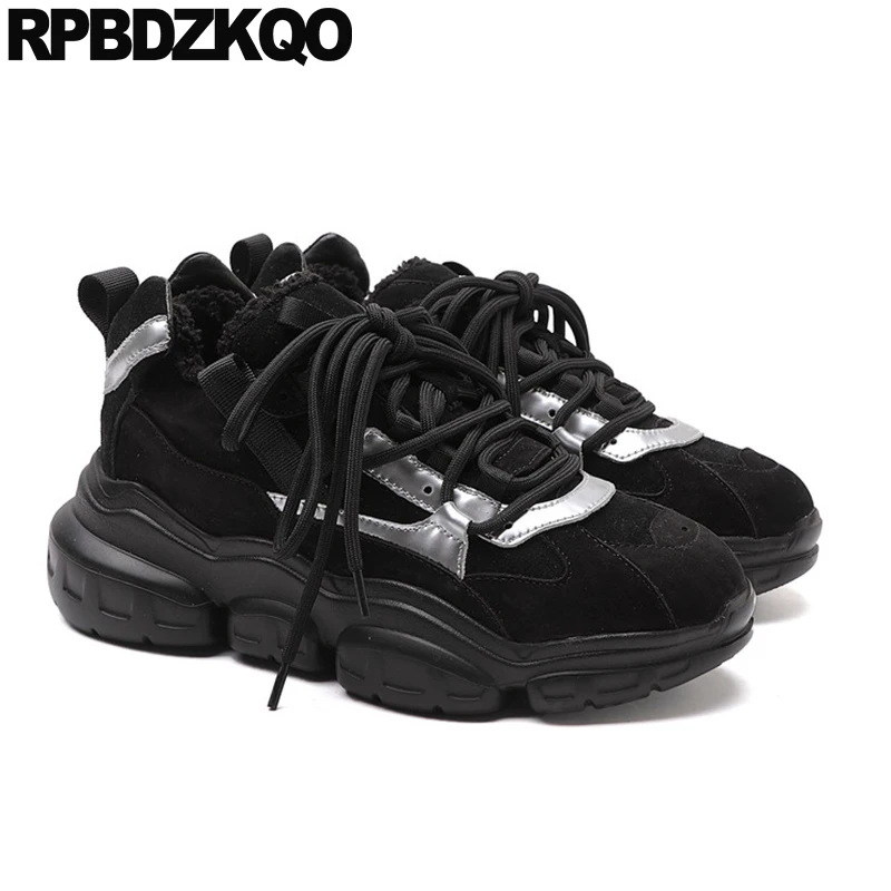 Женские замшевые кроссовки на платформе толстая подошва высокий каблук зеленые