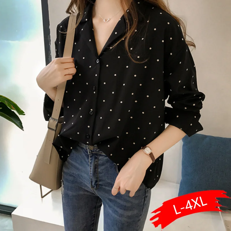 Женская рубашка модные женские блузки 2020 с длинным рукавом рубашки в горошек