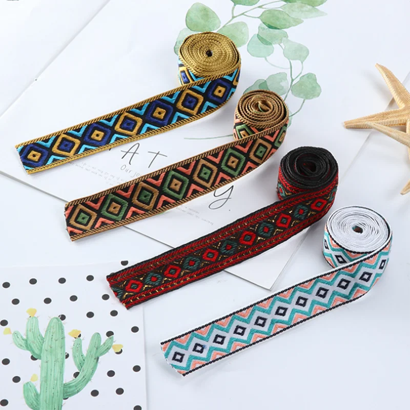 

5M/Lot 23mm Vintage Ethnic Embroidery Lace Ribbon Boho Lace Trim DIY Clothes Bag Accessories Embroidered Fabric 080732