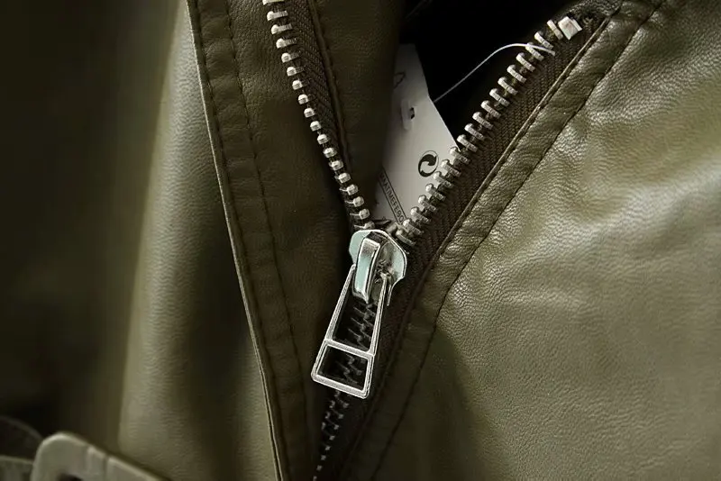 Женская куртка из искусственной кожи с длинными рукавами кожаная Осенняя