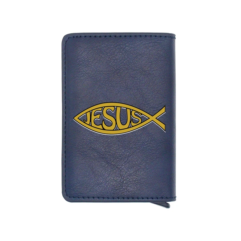 

Black Jesus Fish Design Digital Printing Casual Leather Card Holder Wallet Men Women High Quality PU Mini Short Purse Gift