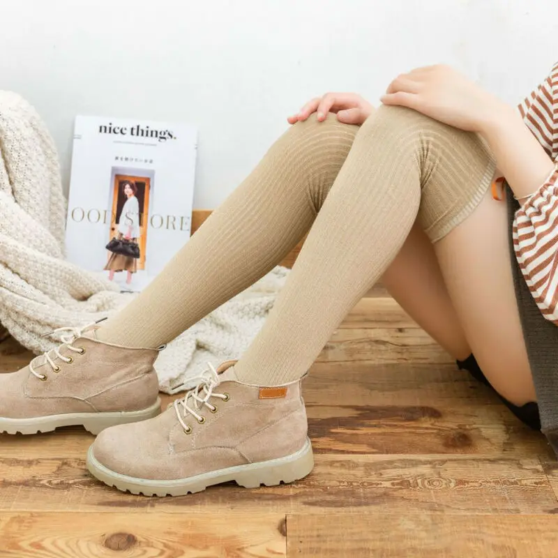 Hot Women winter Cable Knit Long Solid Stockings Over Knee Thigh High School Girl Stocking Chaussettes femme | Женская одежда
