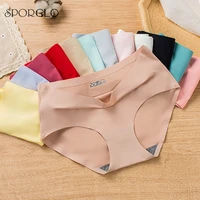 sporclo 1 pc stretchable silk underwear for women smooth seamless briefs solid color antibacterial panties big sizes mlxlxxl