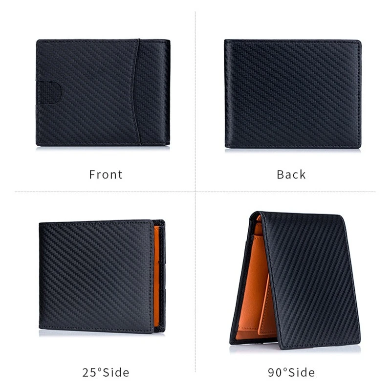 

High Quality RFID Blocking Man Carbon Fiber Thin Wallets Microfiber Slim Bank Credit Card Holder For Male Simple Short Purse