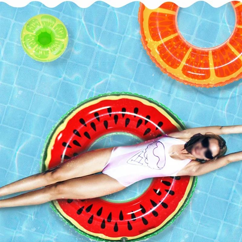

Summer Outdoor Activities Inflatable Watermelon Swimming Ring Pool Mattress Thickened PVC Summer Colorful Seat Ring Toy