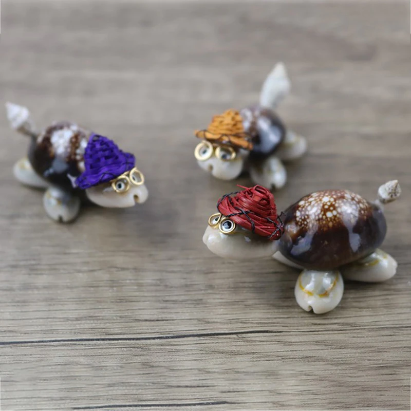 

2Pcs/pack Cartoon Little Turtle Sea Shells Art Craft Kawaii Natural Small Tortoise Model Home Fish Tank Ornaments Decor Random