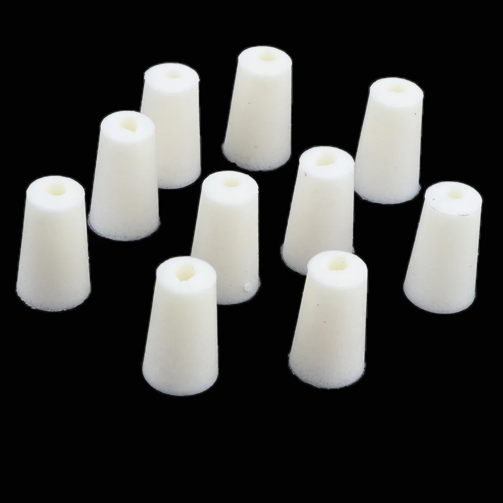 

10pcs Silicone Tapered Plugs White 1 Hole Rubber Stopper Bungs for 20mm Flask Test Tubes Laboratory Supplies - 17-22mm