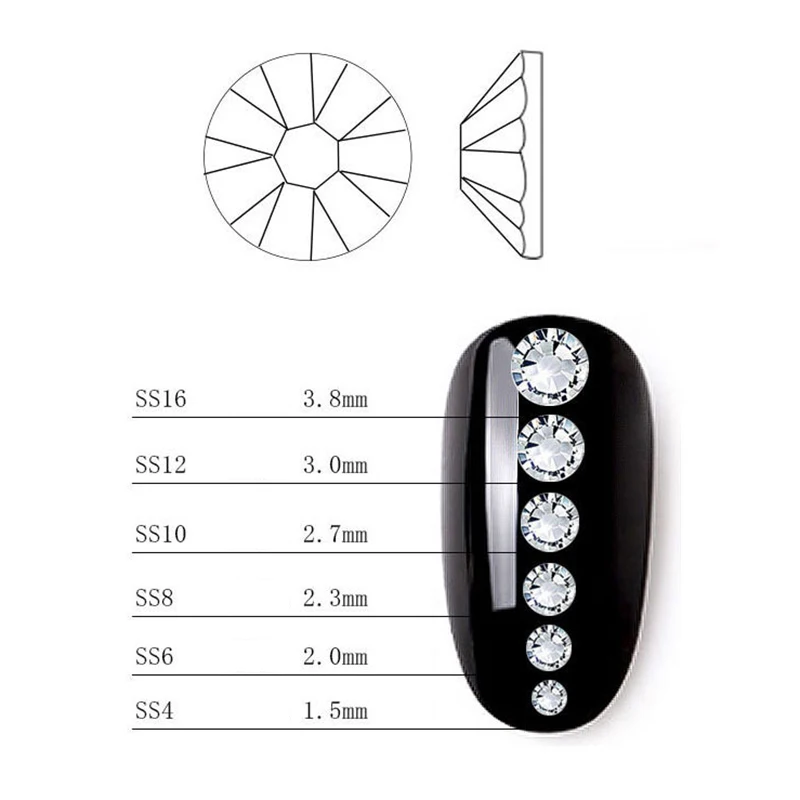 

12 boxes / set of AB crystal rhinestone diamond gem 3D glitter nail art decoration beauty Polish Decor for Nail Art Accessories