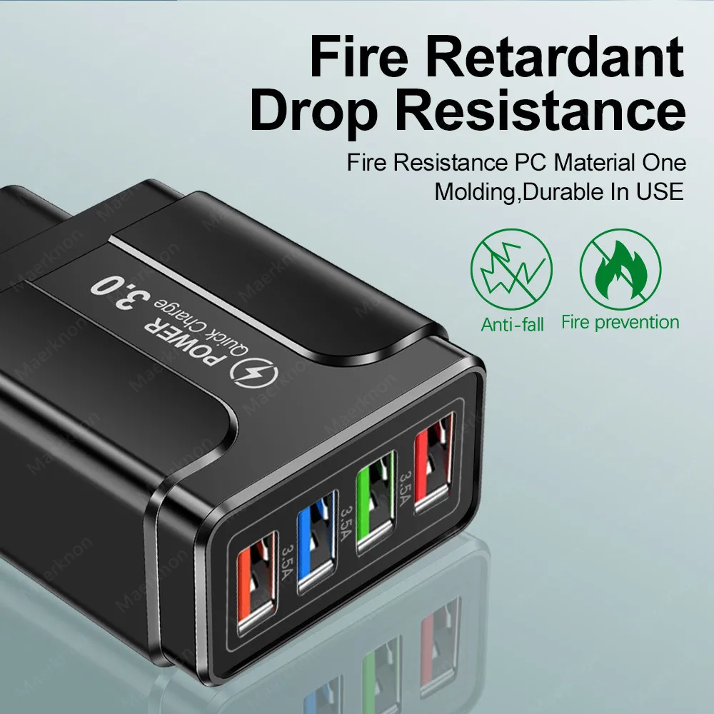 5 1a usb fast charger quick charge 4 0 3 0 universal wall 4 ports fast charging for iphone 12 x samsung mobile phone chargers free global shipping