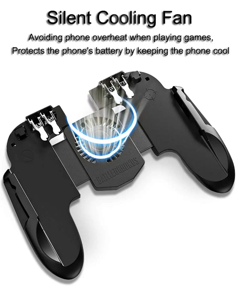 

6 Finger All-in-One Mobile Game Controller Fire Key Button Triggers Mobile Game Controller with Cooling Fan Compatiple