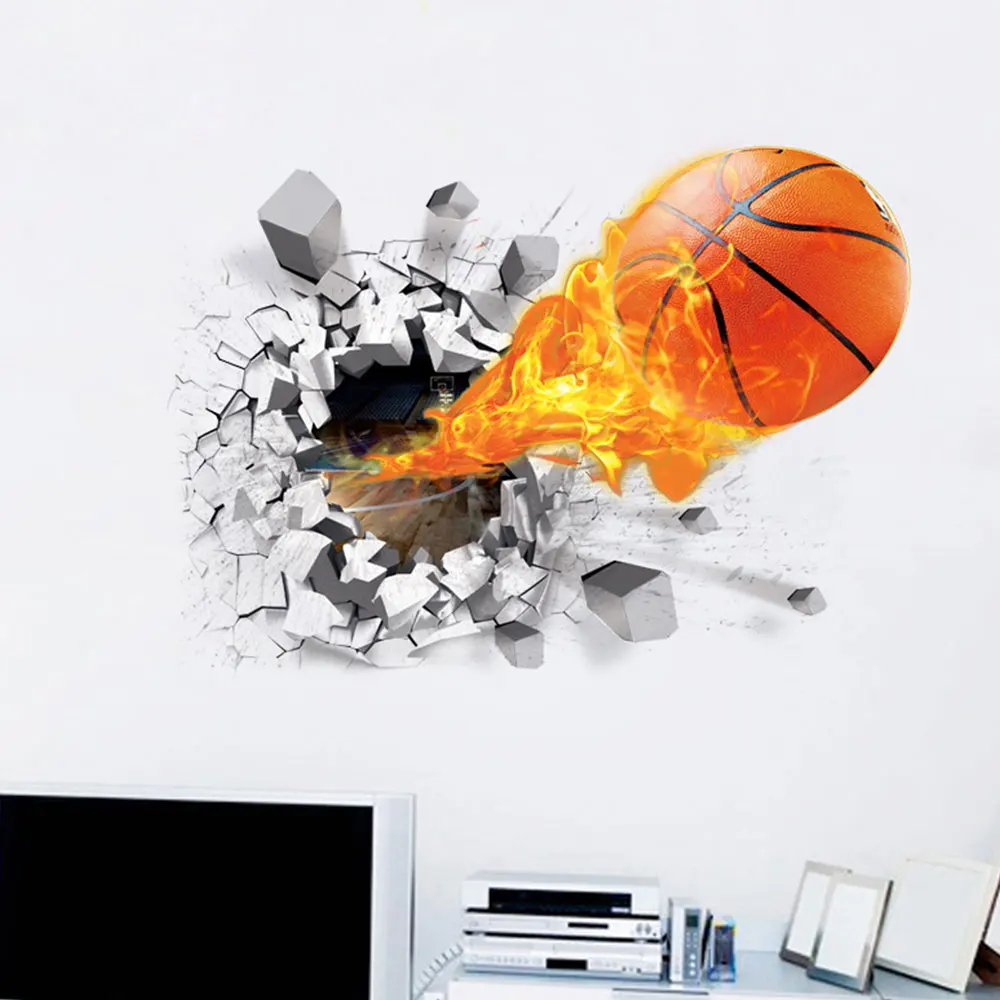 3D Basketball Removable Wall Stickers Decor Kid's Room Bedroom Mural Decals | Painting &amp Calligraphy