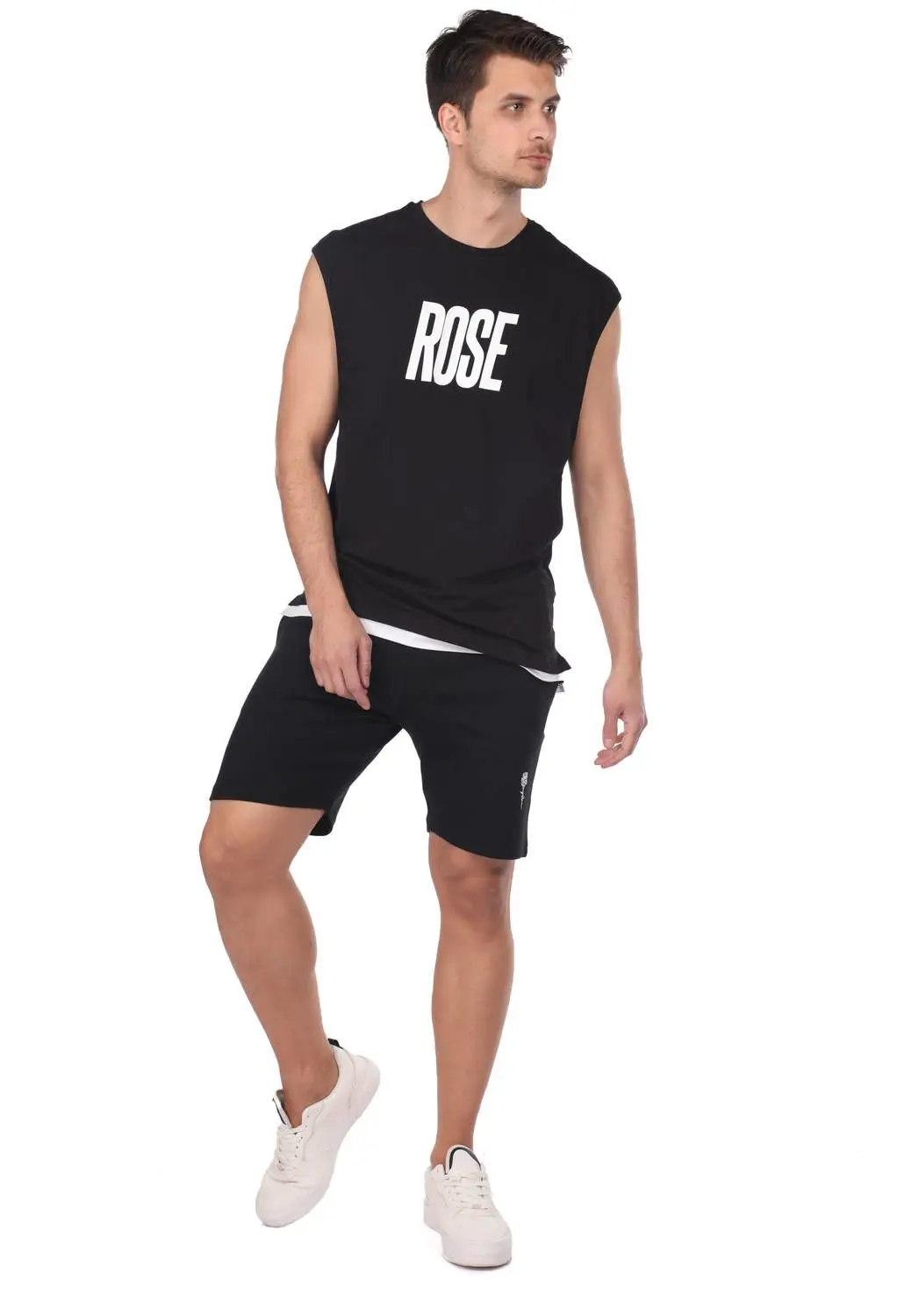 

Strap Mens Shorts-Pink-Black