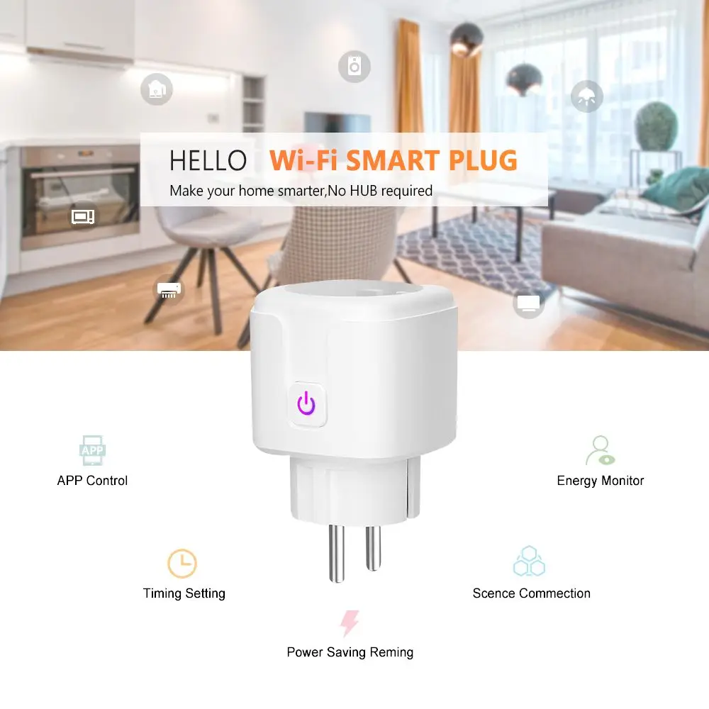 16A Tomacorriente Inteligente удаленного Управление Мощность розетка Smart Plug Wi Fi Eu с Alexa Google Home