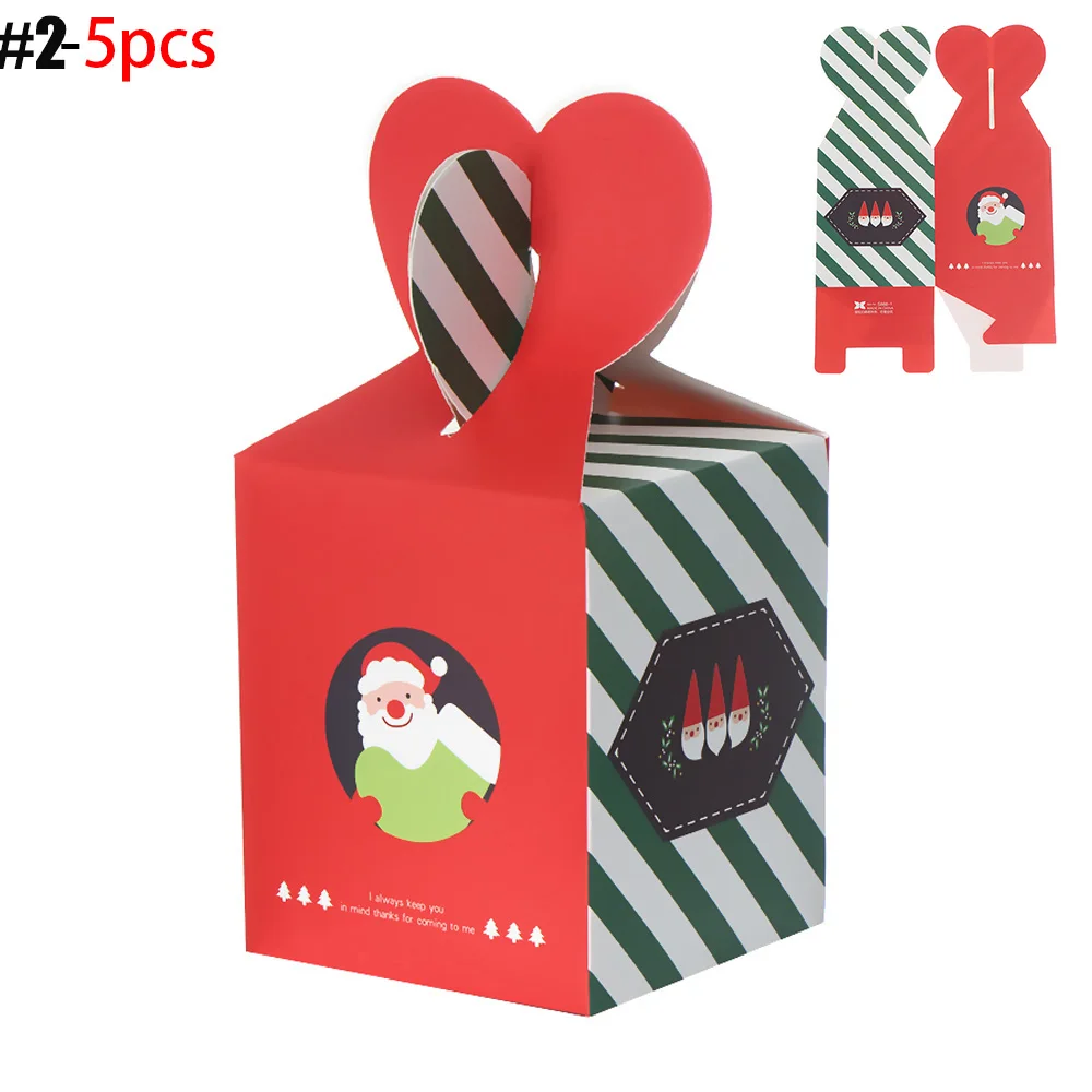 2-5PCS 1/5/10 шт, рождественские полосатые Стиль Apple коробка специальный канун Рождества печенье коробка подарка упаковывая Коробка конфета в виде снеговика коробка - Цвет: 2-5PCS