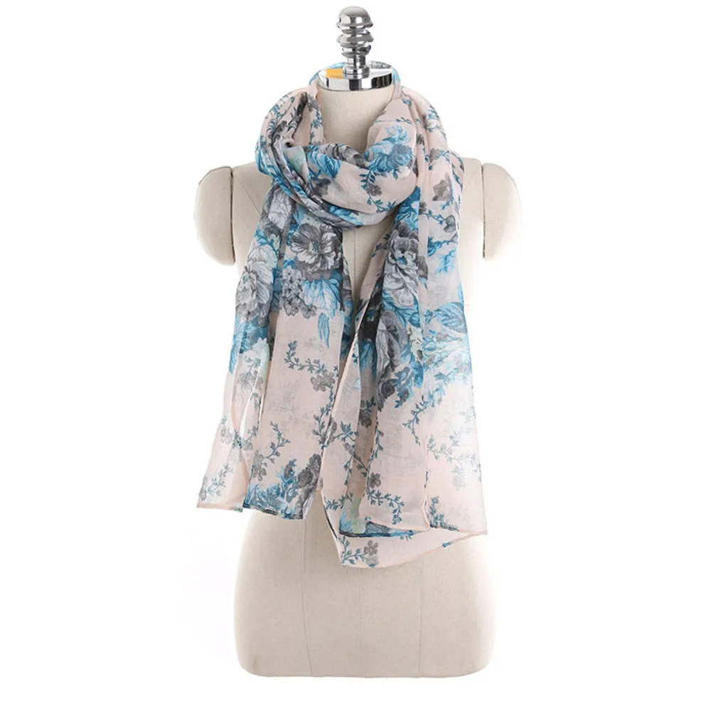 2019 теплый зимний женский кружевной длинный шарф с цветочным принтом теплая шаль