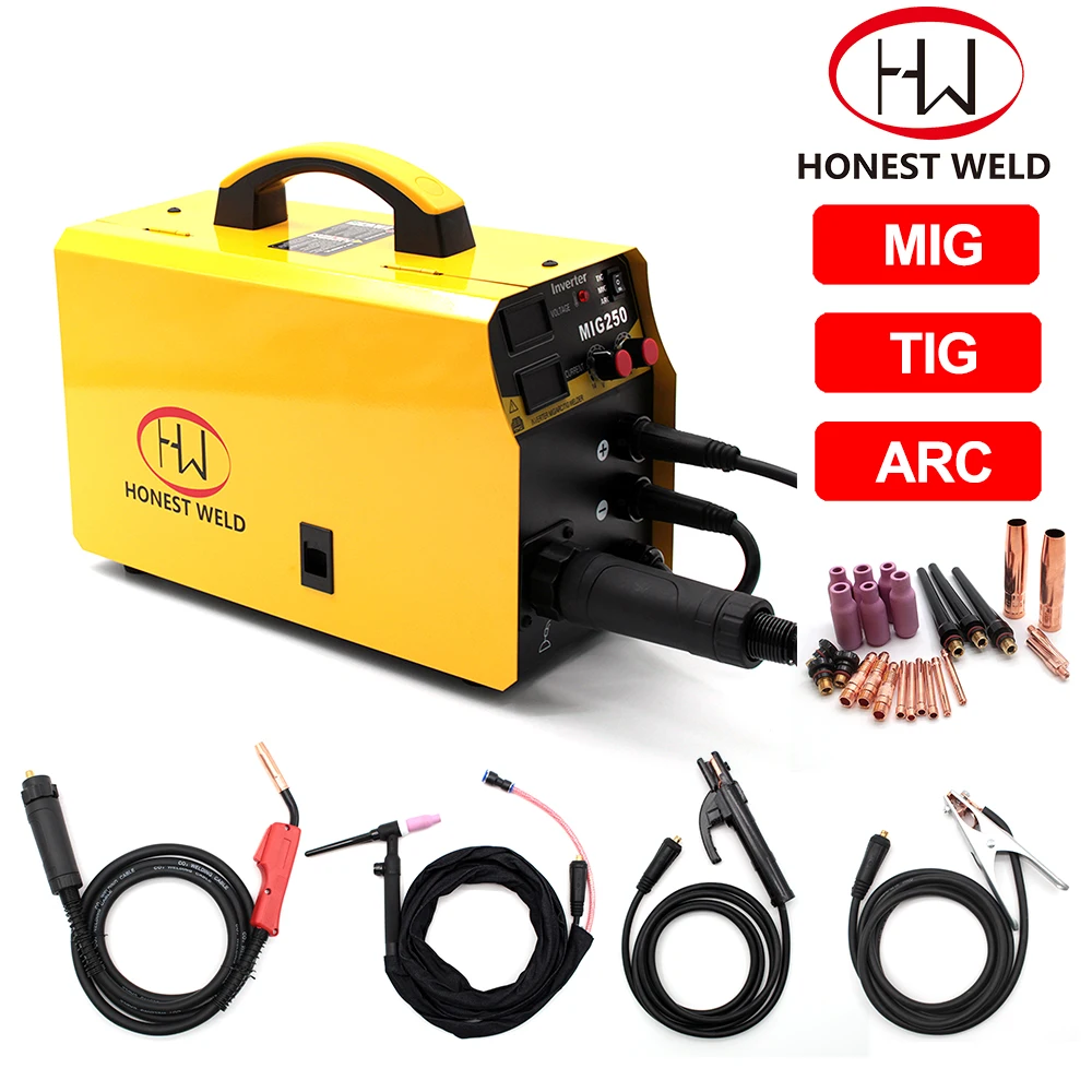 Газовый сварочный аппарат HONEST WELD MIG 200 А газовый и безгазовый MIG/Stick/Lift TIG 3 в 1
