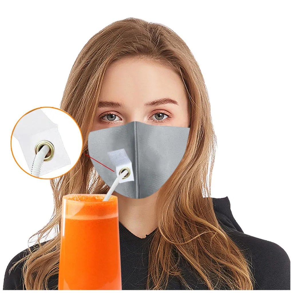 6 шт. многоразовая защитная маска для лица взрослых с отверстием соломы легко