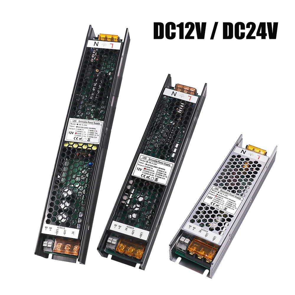 Transformador de Iluminação da Fonte Alimentação para Tira Adaptador de Energia Driver para 12v Regulável Conduzida 60w 100 150 200 250w Ac200-240v Led 24v