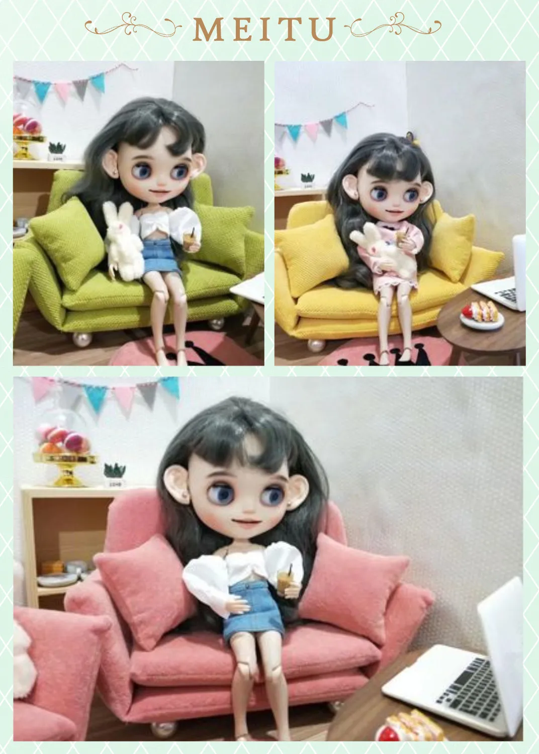 

Blythes doll sofa fit 1/6 size BJD fashion new Scandinavian simple modern single double sofa living room bedroom versatile style