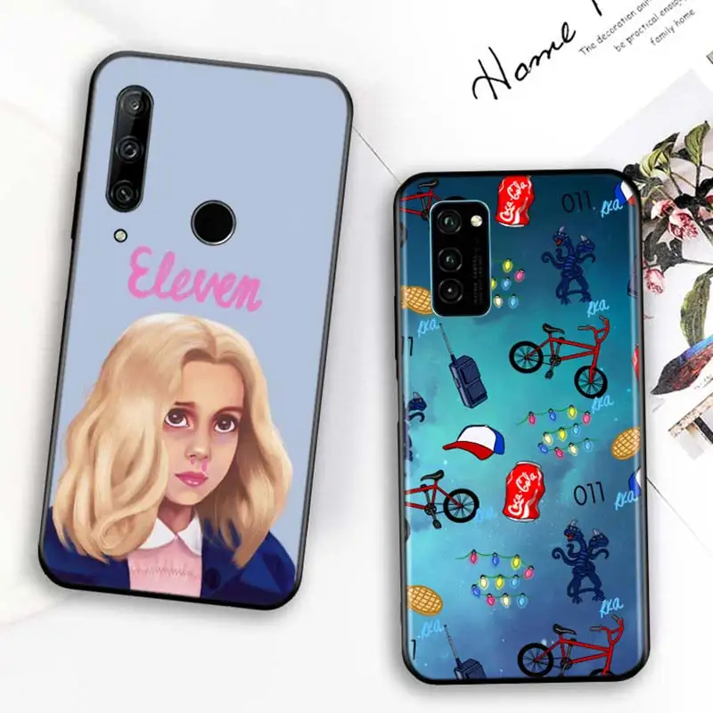 

Bright Black Cover Strange things for Huawei Honor 30 20S 20 10i 9S 9A 9C 9X 8X 10 9 Lite 8A 7C 7A Pro Phone Case