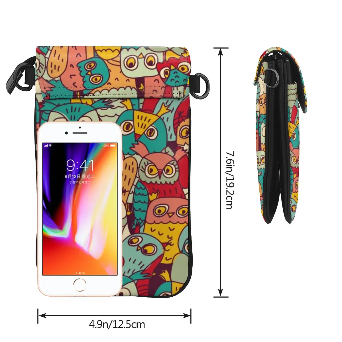 OLN Women Crossbody Bags Mini Phone Bag Funny Owls Group Color Seamless Pattern Small Female Shoulder Ladies Messenger | Багаж и сумки