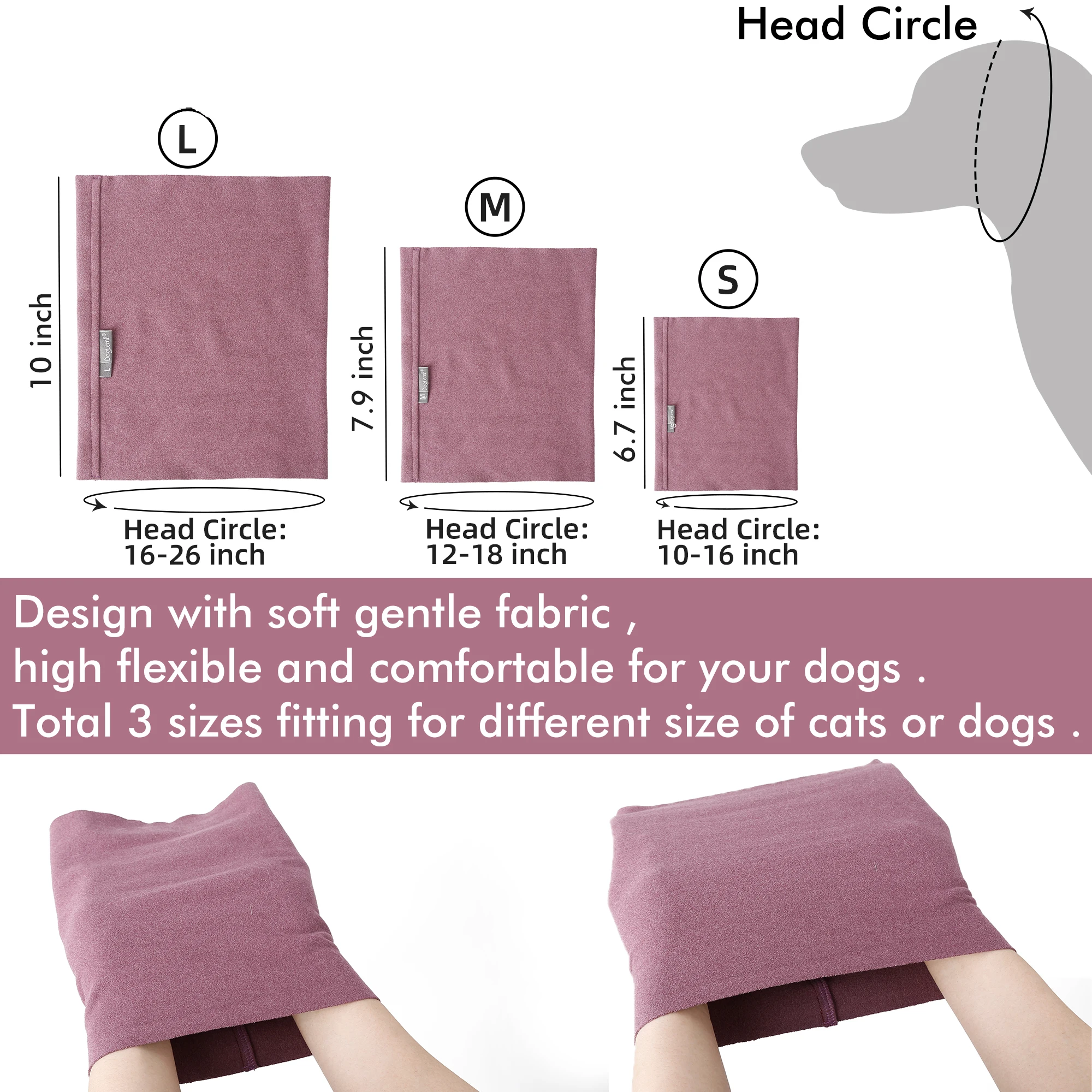 

Calming Dog Ears Cover Pet Cat Hoodie Grooming and Force Drying Head Sleeve for Anxiety Relief and Noise