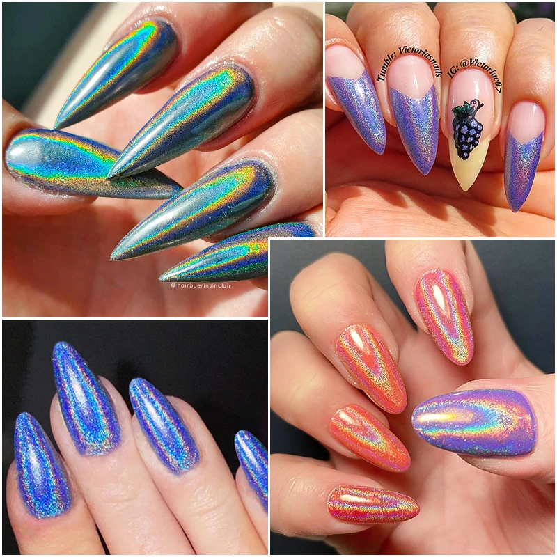 Голографическая Лазерная пудра зеркальная неоновая блестящая пигментная Пыль