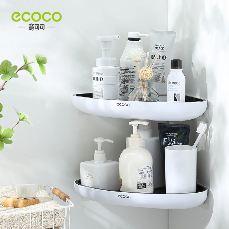 Треугольная угловая полка для ванной комнаты ECOCO настенный стеллаж хранения
