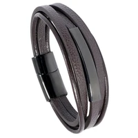 fashion accessories brown personalized stainless steel braided bracelet mens leather bracelet