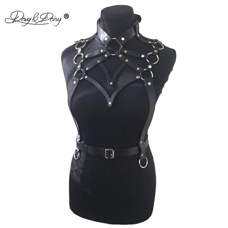 DAVYDAISY Панк кожаные топы с чокером для ночного клуба пояс грудной бандаж жгут