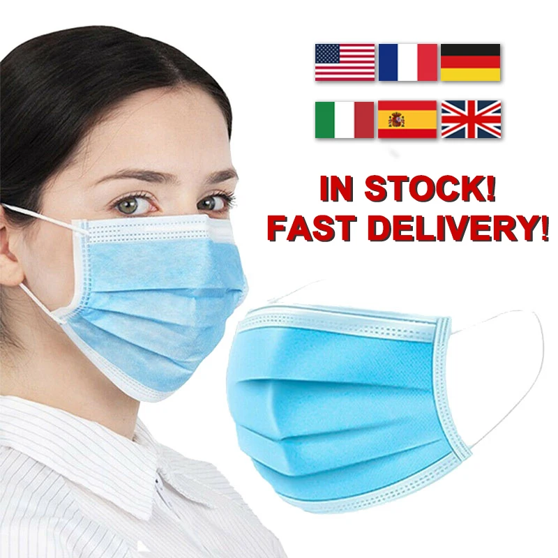 10/50 упаковок одноразовая маска для лица рта промышленная Анти пыль 3 слоя