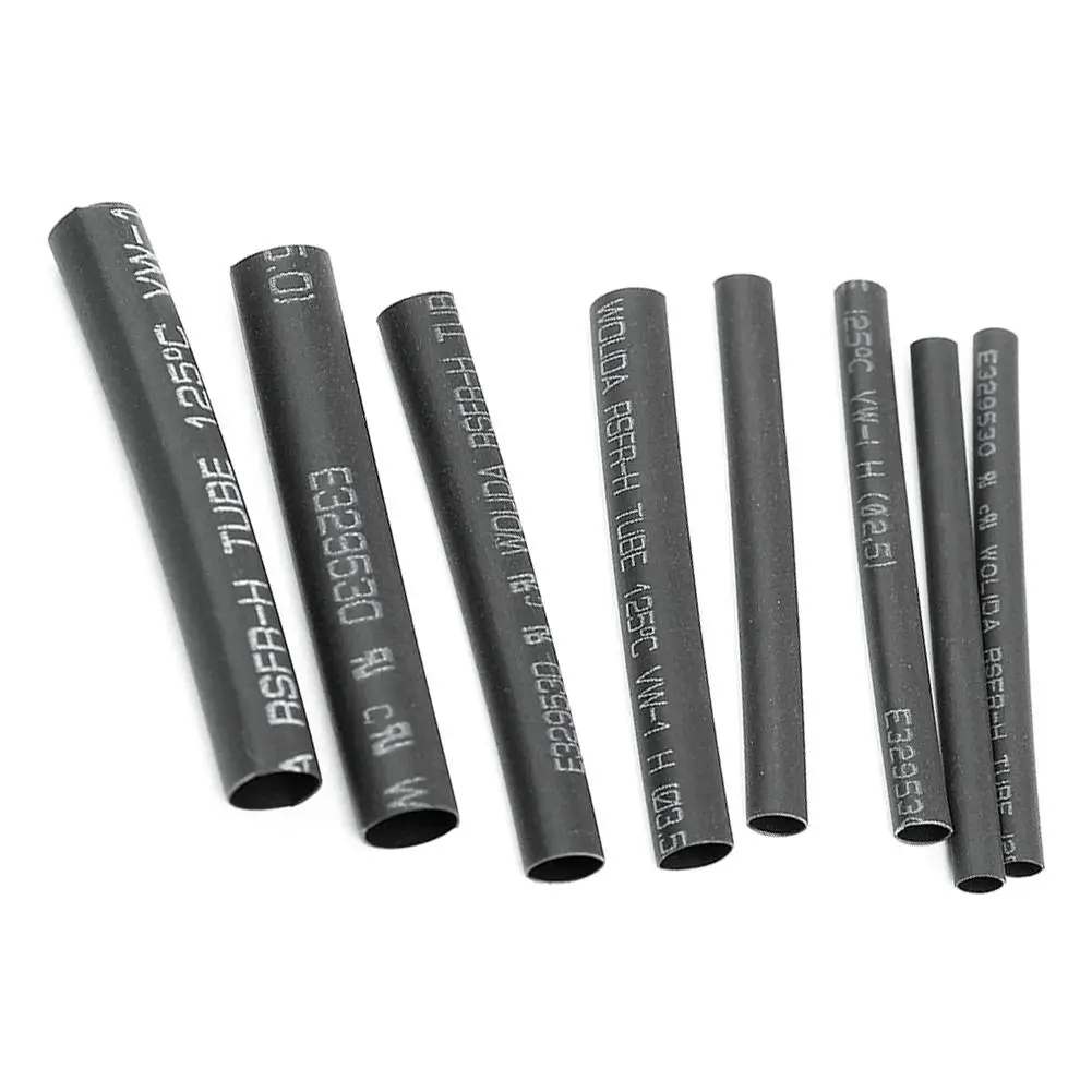 Черные полиолефиновые термоусадочные трубки в ассортименте 127 шт. для изоляции