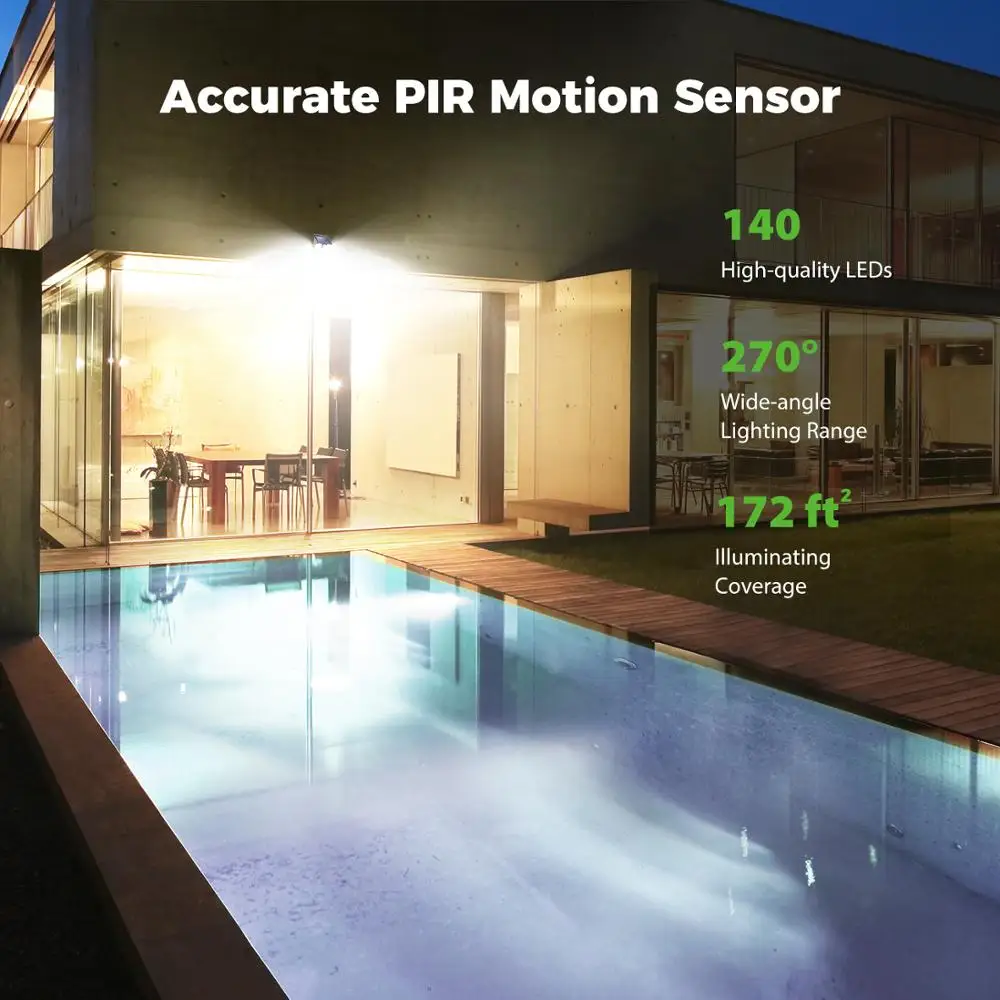 LITOM 140 LED Солнечный свет Модернизированный IPX7 водонепроницаемый беспроводной PIR