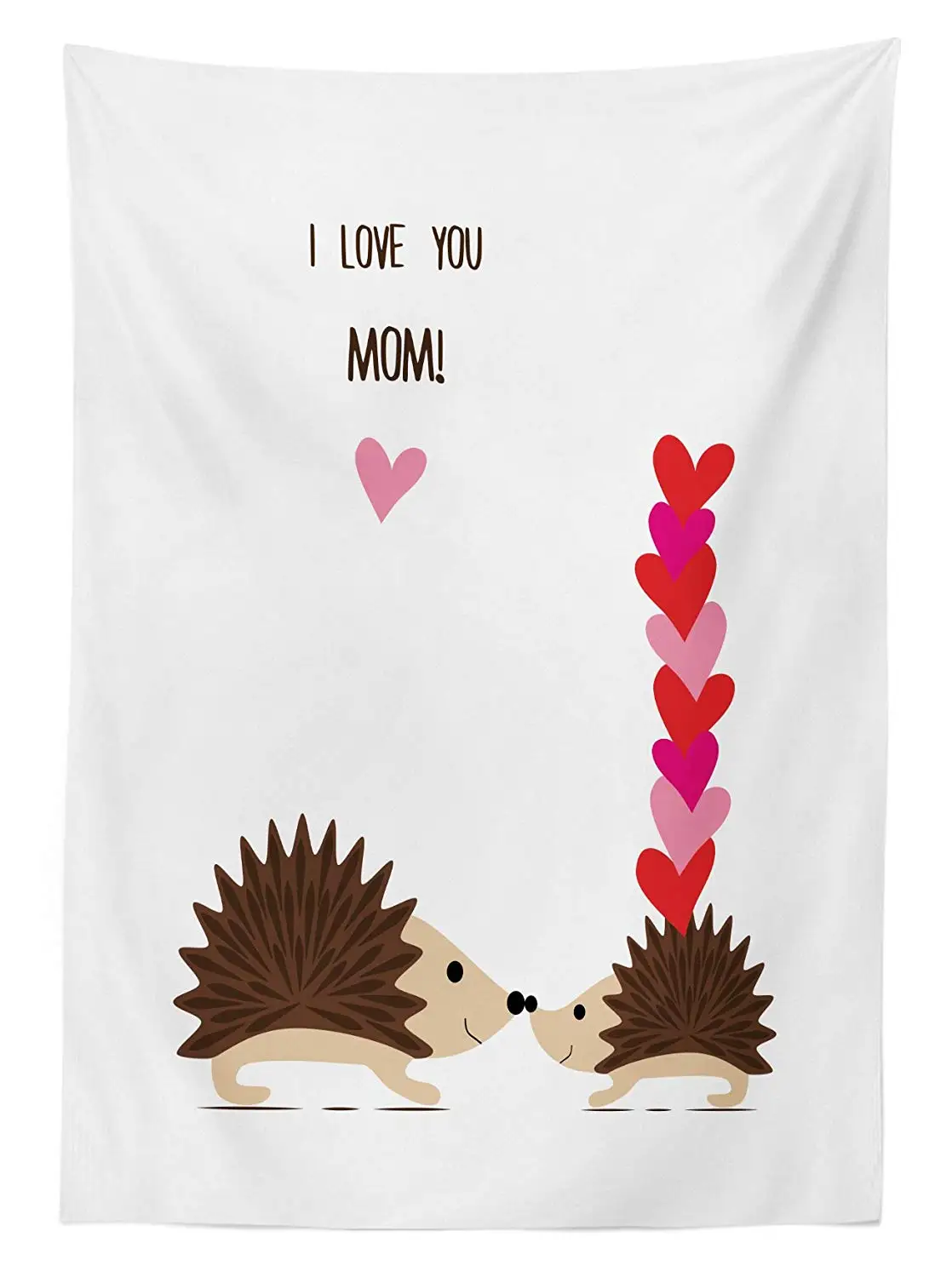 Детская душевая скатерть Ежик семья с мать и ребенок нарисованная вручную I Love You