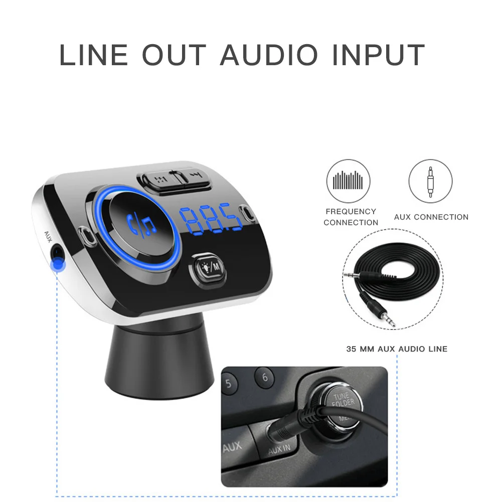 

MP3 Player Bluetooth Hands-free Car Kit Charger MP3 Player Car FM Transmitter QC 3.0 TF card Car Accessories Audio Electronics
