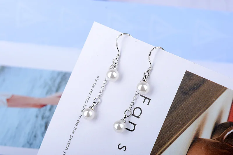 

925 Sterling Silver Color Jewelry Natural Pearl Earrings Freshwater Pearl Long Dangle Drop Earrings for Women Wedding Party Gift