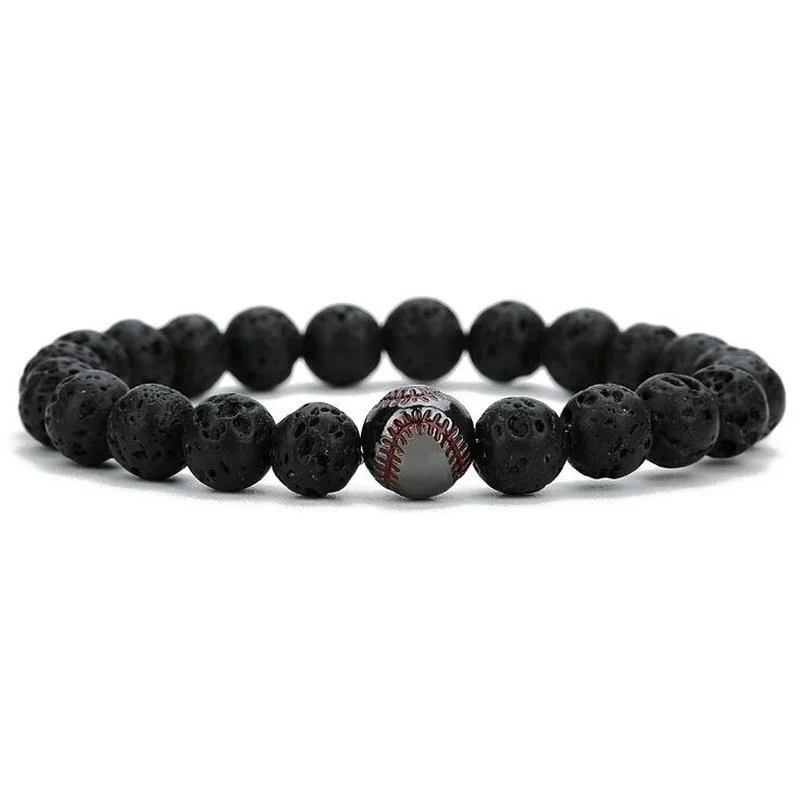 

Unisex Natural Stone Bracelet Cute Baseball Charm Bracelet Couple Casual Bracelet Christmas Gift Birthday Gift