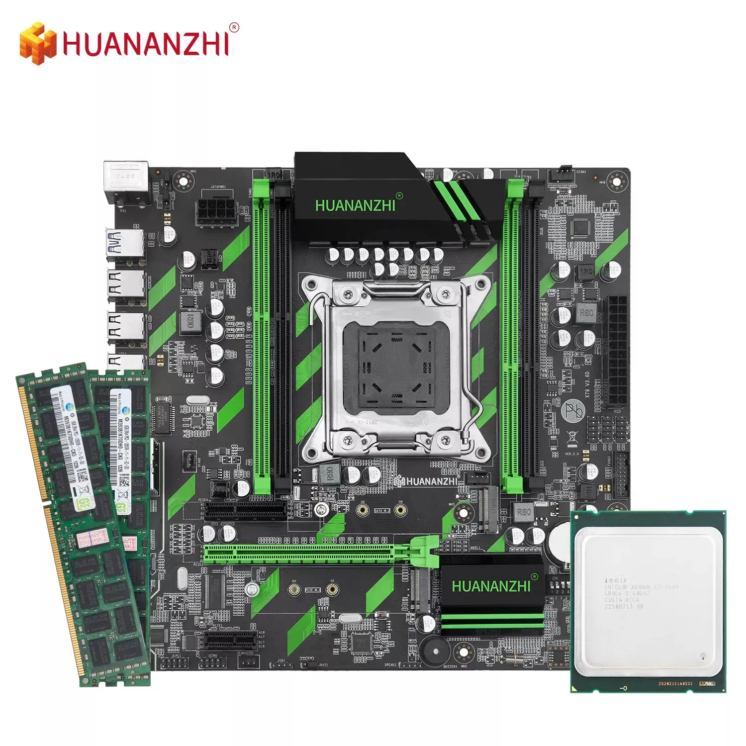HUANANZHI X79 ZD3 X99 Материнская плата с процессором Intel XEON E5 2689 2x8GB DDR3 RECC Память Комплект с NVME USB SATA 3.0 M-ATX